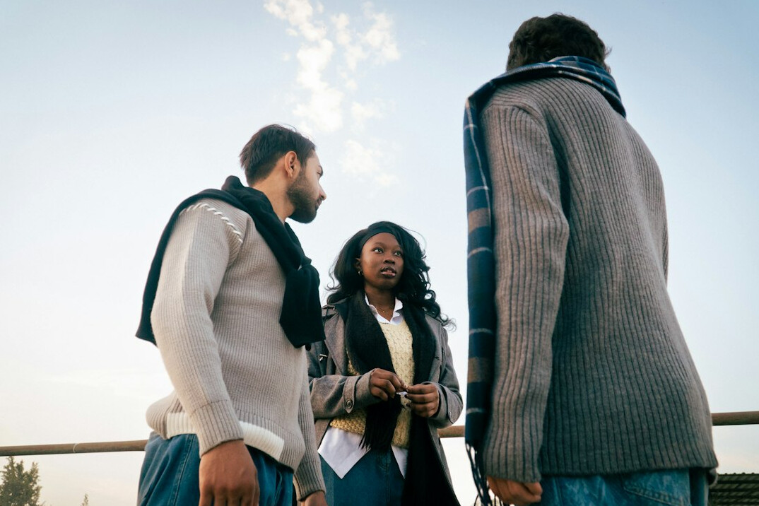 diverse people chatting